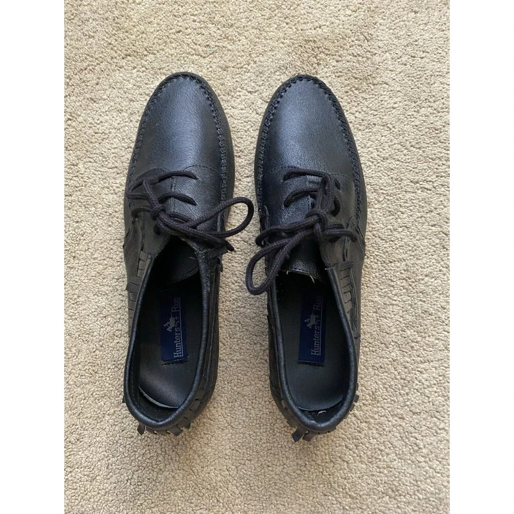 Vintage Hunters Run Black Leather Lace-Up Chukka Ankle Boots Size 11 WW